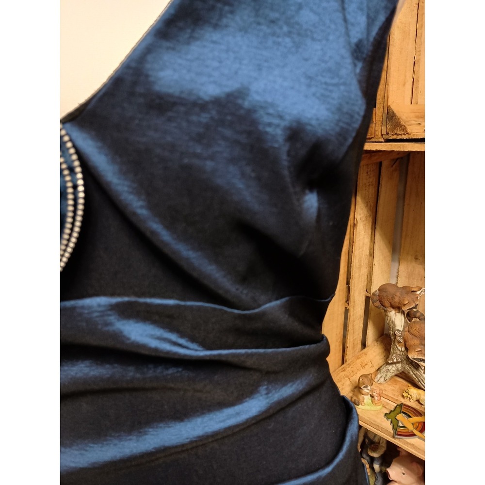 VTG Y2K Betsy & Adam Cocktail Dress Womens Small Royal Blue Babydoll Ruched - Picture 5 of 11